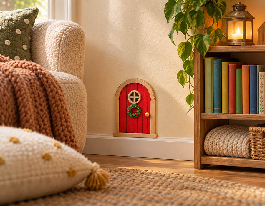 Little Red Door in a cozy reading corner