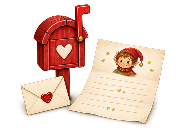 Tiny red mailbox with Tugi’s welcome letter