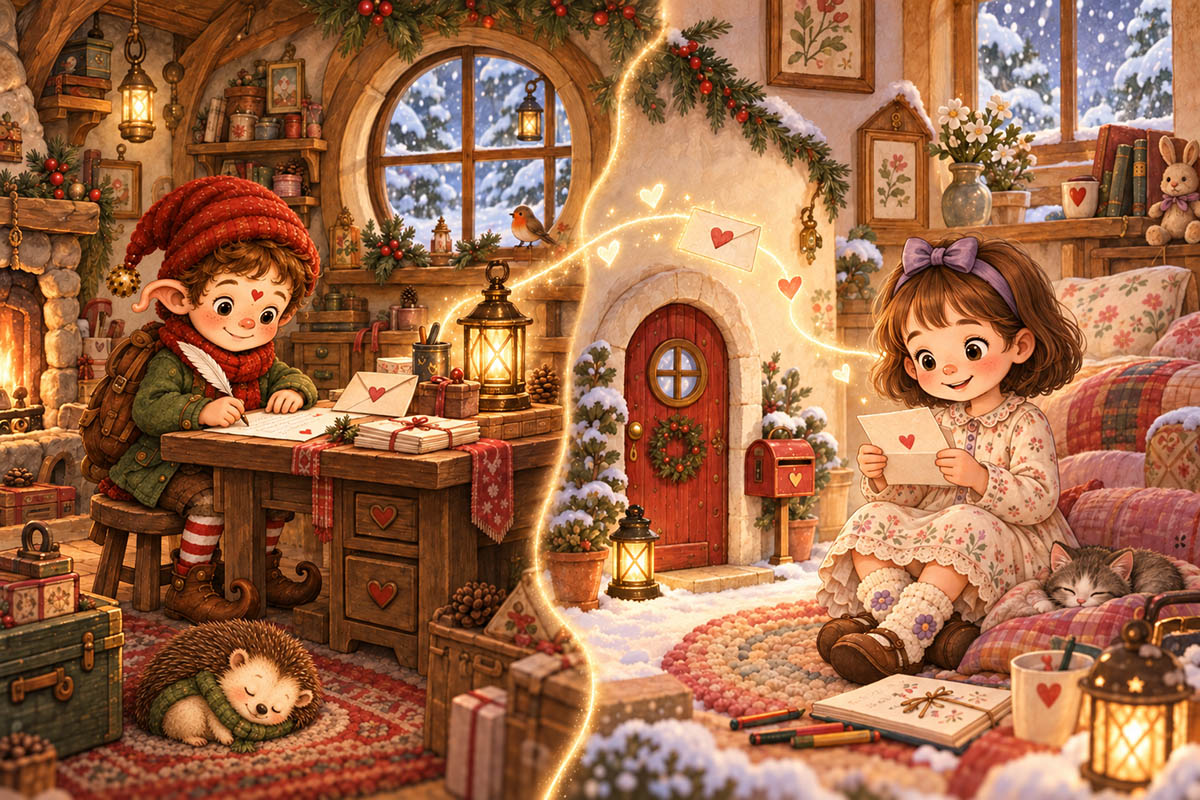 Tugi and Lina exchanging tiny letters