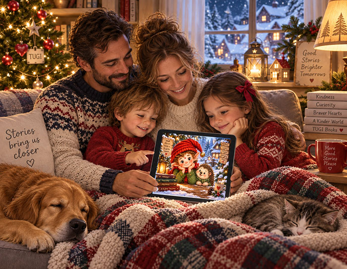 Family reading together